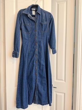 Laura Ashley Indigo Denim Button-Front Dress